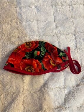Scrub cap Red Poppy Floral